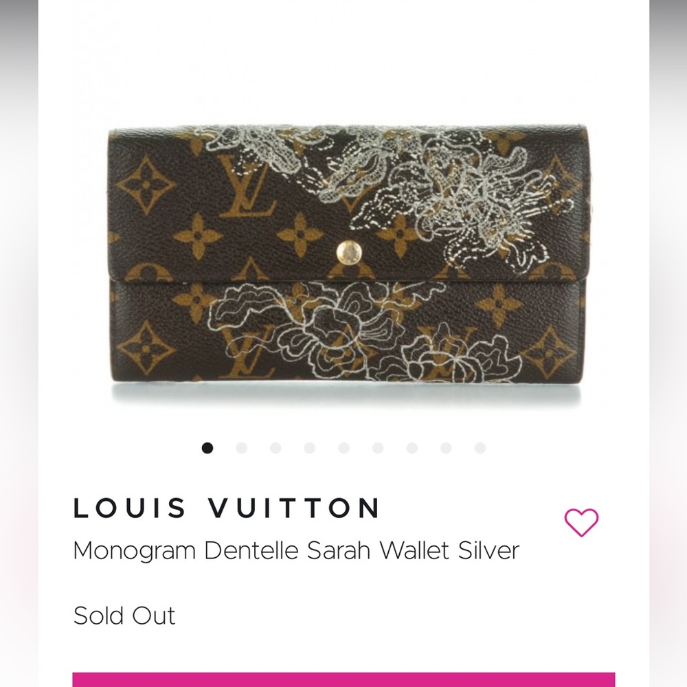 Louis Vuitton Silver Monogram Dentelle Sarah Wallet